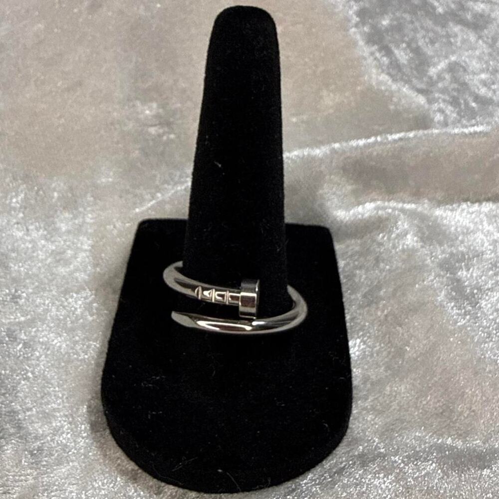 Silver Plated Stainless Steel Nail Ring | Size 9 | Minimalist Statement Ring